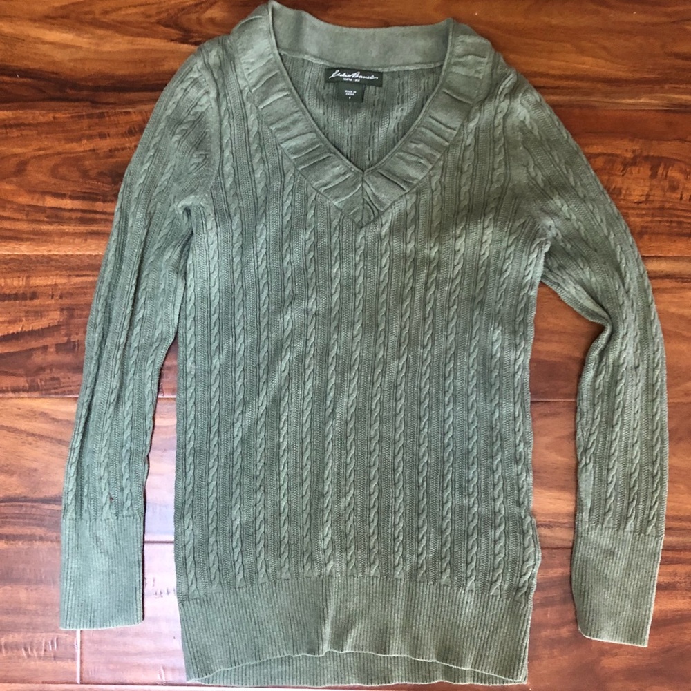 Eddie Bauer Green Ribbed Sweater